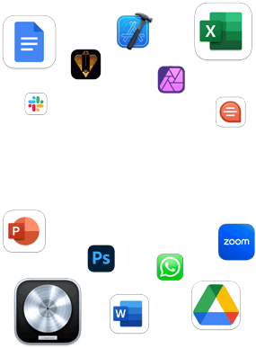 Diferentes íconos de apps coloridos muestra la gran variedad de apps que pueden usarse en macOS